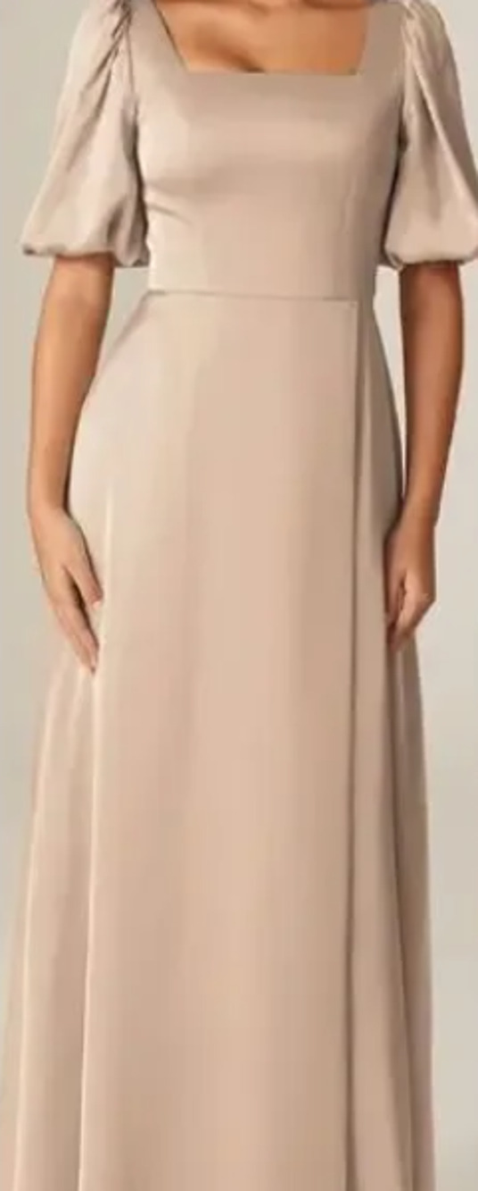 AW BRIDAL 2 XS Taupe Etta Satin Bridesmaid Prom Party A-line Maxi Dess New 0b8